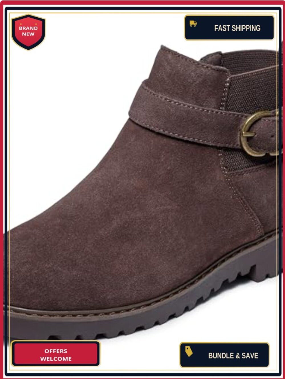 Suede Ankle Booties Arch Support Side Zip Block Heel Women's